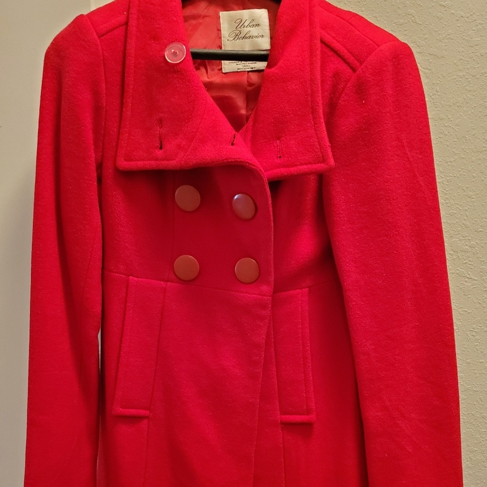 Red pea coat